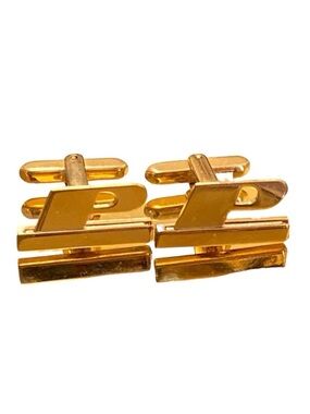 Letter P Men’s Gold Tone Vintage Cuff Links